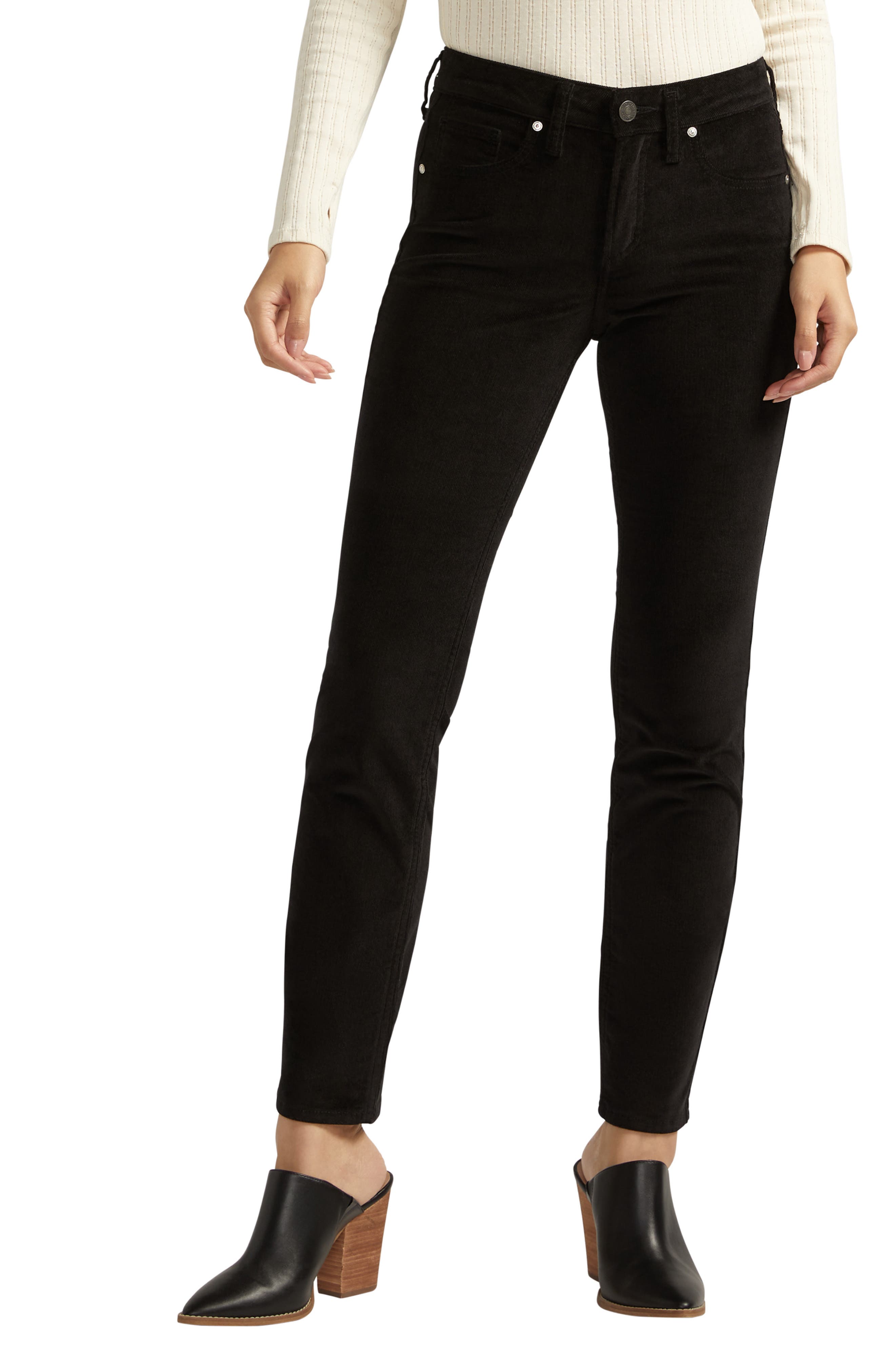 Silver Jeans Co. Suki Straight Leg Corduroy Pants in Black 