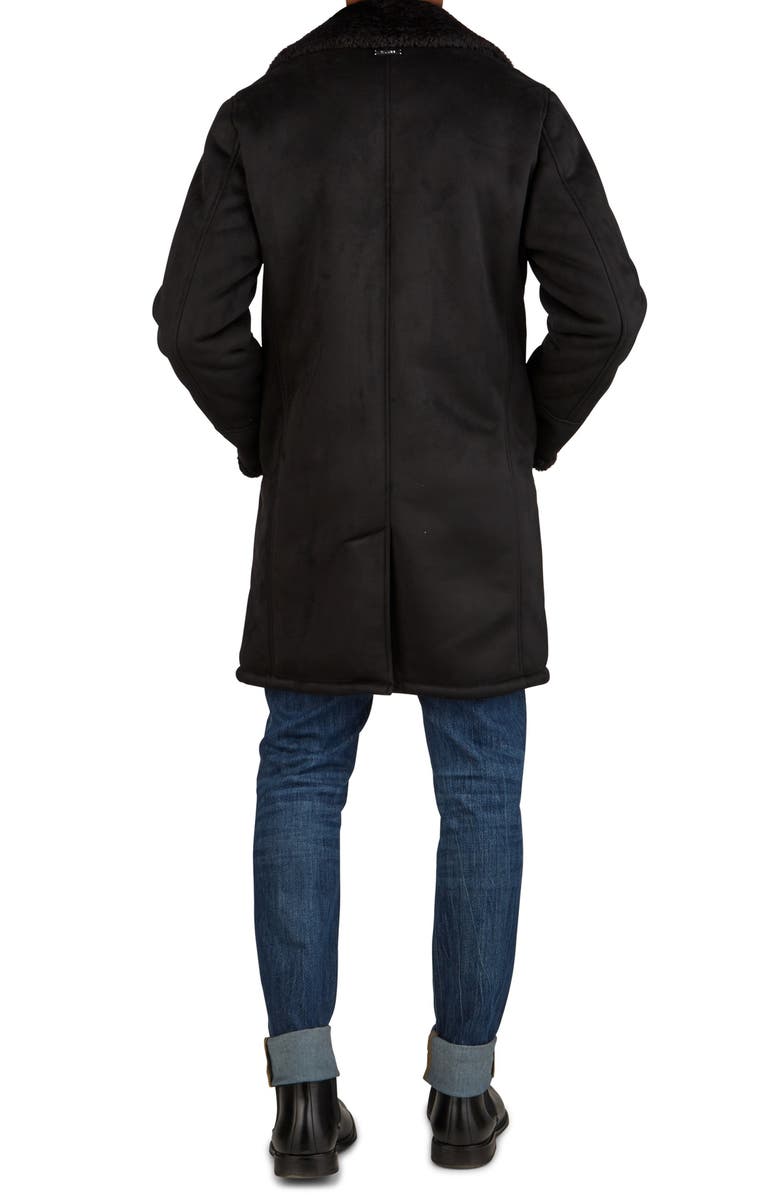 GUESS Double Breasted Faux Shearling Coat, Alternate, color, 