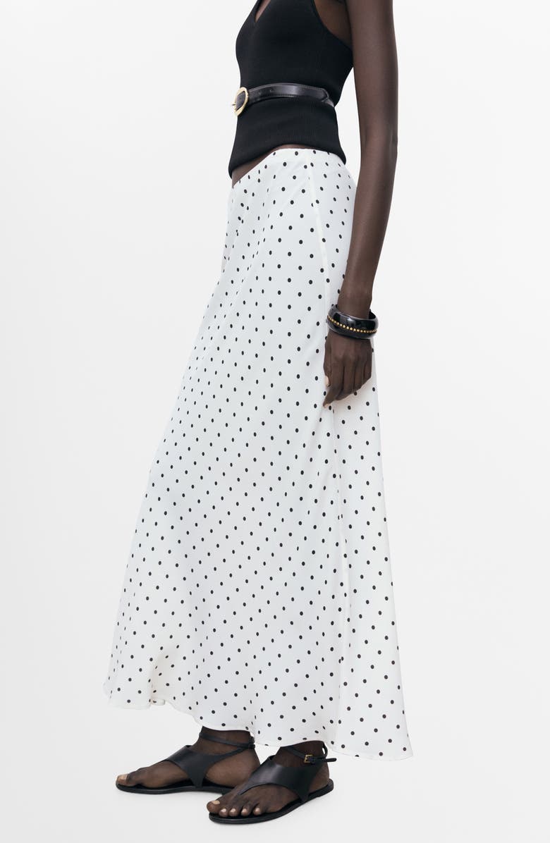 MANGO Polka Dot Maxi Skirt, Main, color, Off White