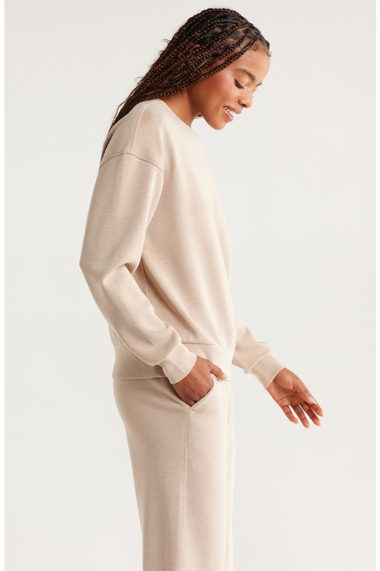 Soft Luxe Boxy Crew Sweatshirt, Alternate, color, TAN KELP HEATHER