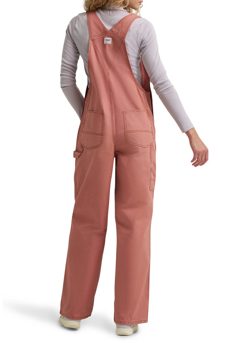 Relaxed Denim Overalls, Alternate, color, DUSTY ROSE