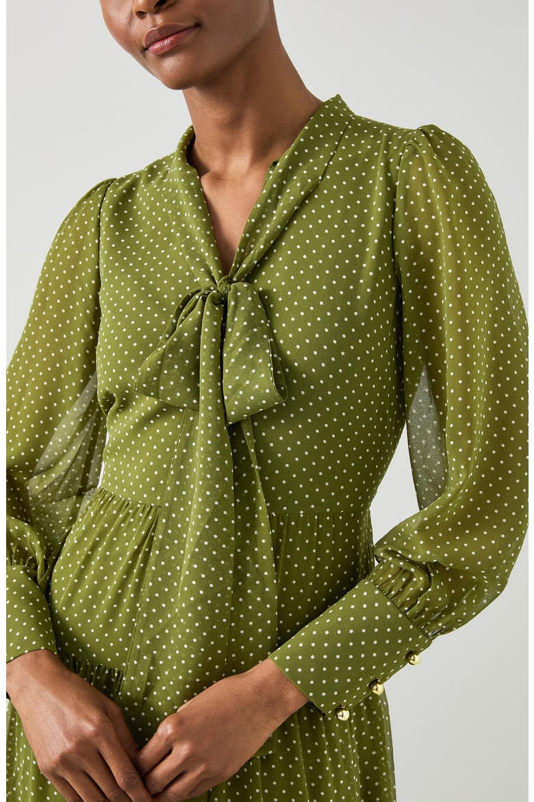 Polly Swiss Dot Long Sleeve Tiered Dress, Alternate, color, GREEN MULTI