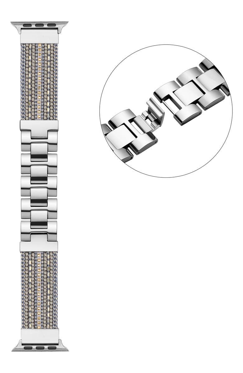 The Posh Tech Beaded Apple Watch<sup>®</sup> Bracelet Watchband, Alternate, color, Silver