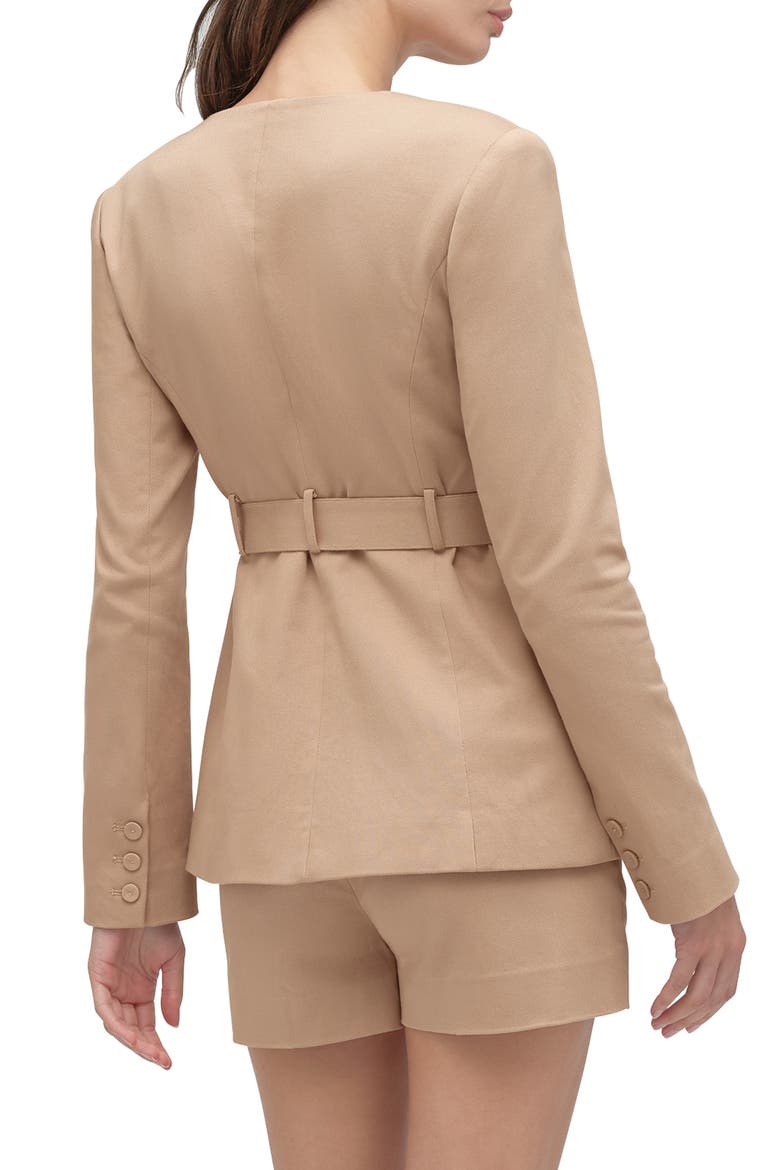 The Christy Belted Stretch Cotton Blend Twill Jacket, Alternate, color, BEIGE