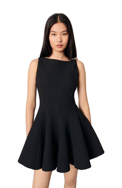 Maje Risolela Tweed Mini Dress In Black