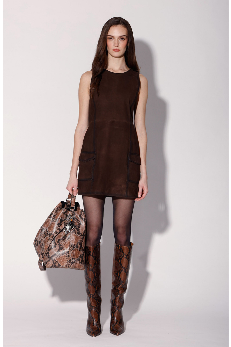 Cheyenne Dress, Alternate, color, Mocha Suede