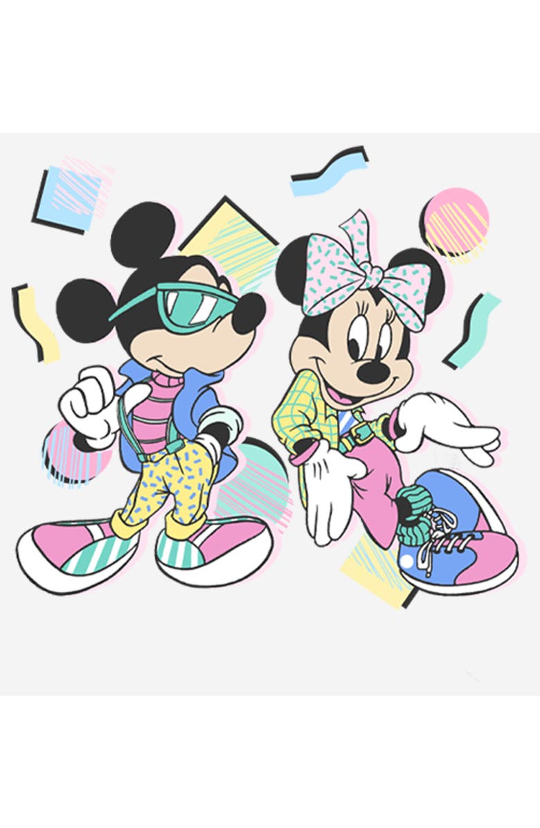 Mickey & Friends Women's Mickey & Friends '80s Minnie and Mickey Mouse  Graphic T-Shirt, Alternate, color, White