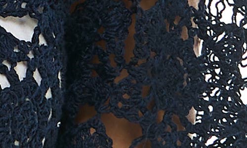 Nina Leonard Lace Scallop Edge Cardigan In Navy