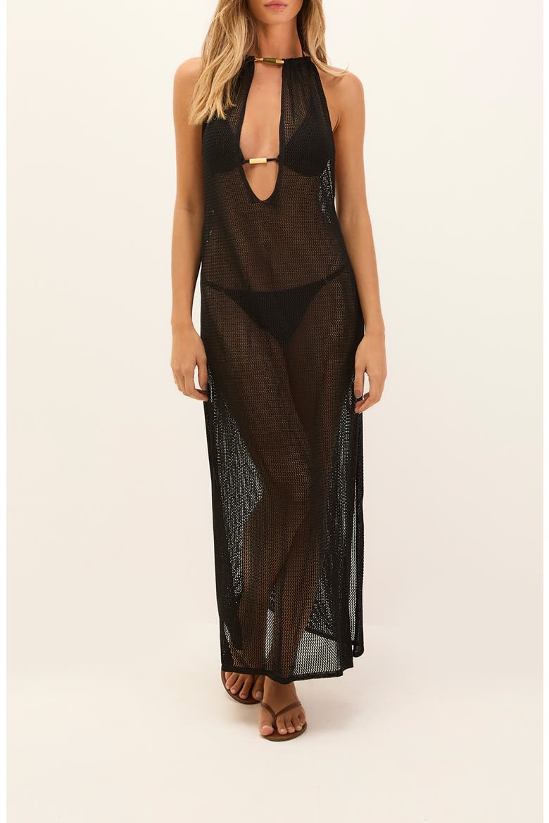 Micah Mesh Cover-Up Dress, Main, color, BLACK