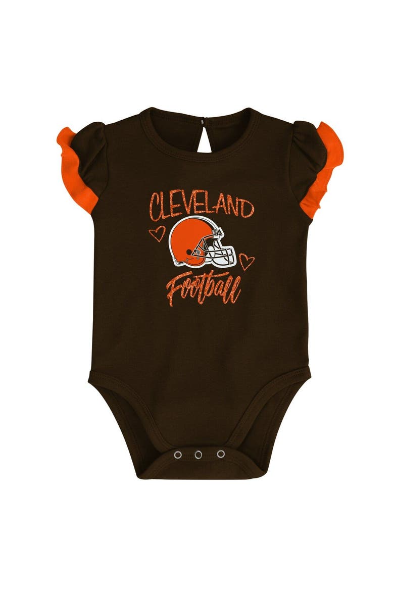 Newborn & Infant Brown/Orange Cleveland Browns Too Much Love Two-Piece Bodysuit Set, Alternate, color, Brown