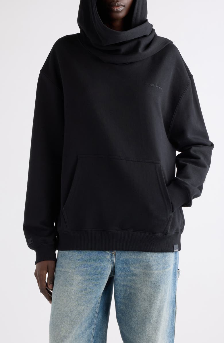 Courrèges Scarf Detail Hoodie, Alternate, color, Black