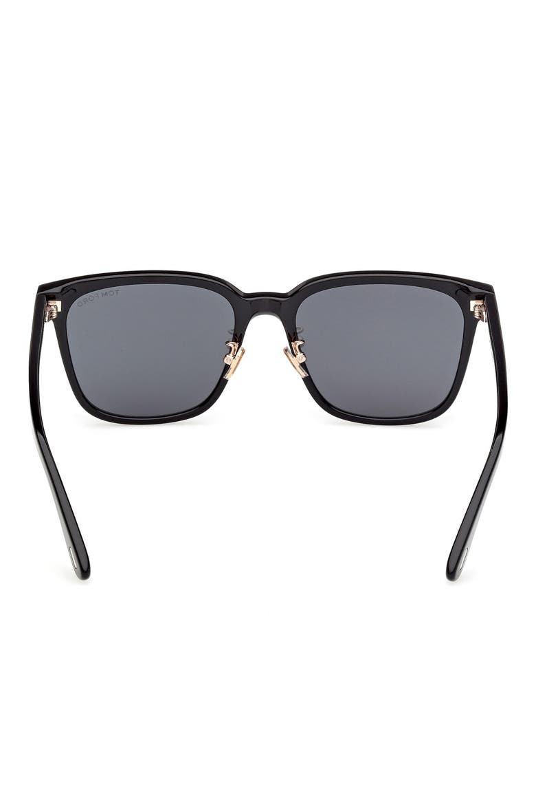 58mm Square Sunglasses, Alternate, color, SHINY BLACK / SMOKE