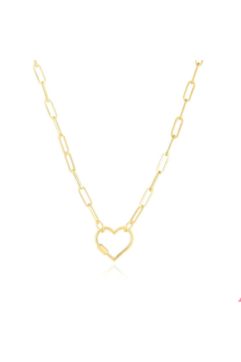 Carabiner Heart Charm Holder Necklace, Main, color, Yellow Gold