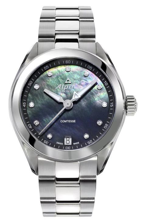 Comtesse Mother-of-Pearl Diamond Bracelet Watch, 34mm