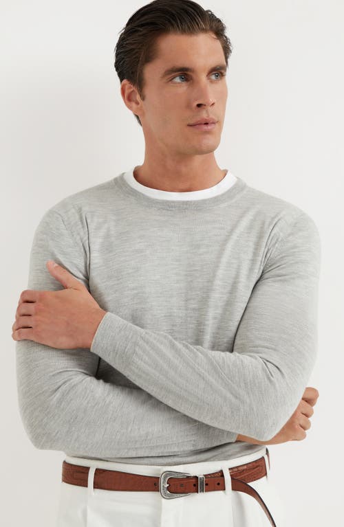 Brunello Cucinelli Light Grey Virgin Wool And Cashmere Jumper In Pebble