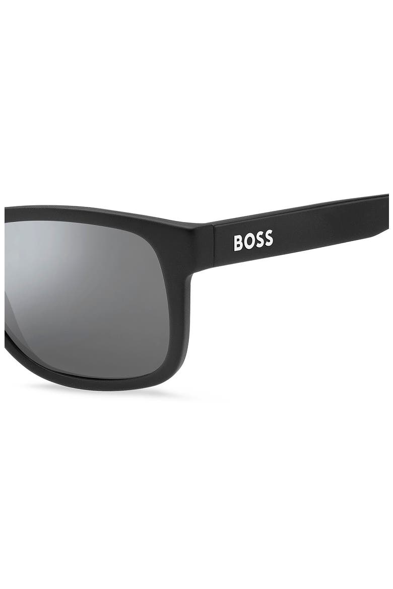 1568 55mm Polarized Gradient Rectangular Sunglasses, Alternate, color, MATTE BLACK