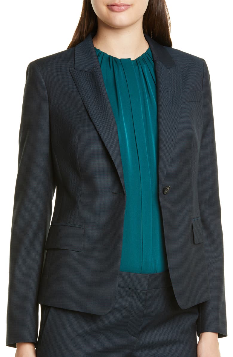 BOSS Jibalena Microcheck Wool Suit Jacket, Alternate, color, 