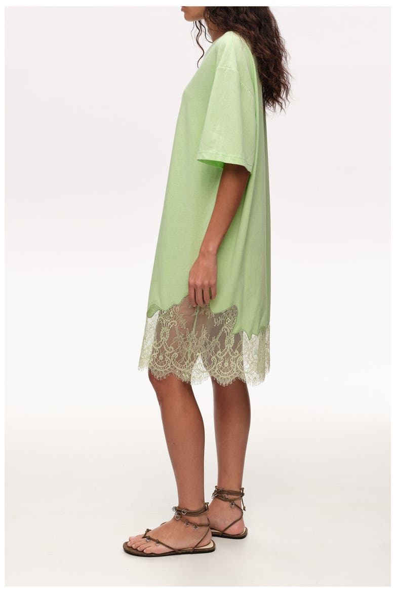 Short Lace T-Shirt Dress, Alternate, color, APPLE GREEN
