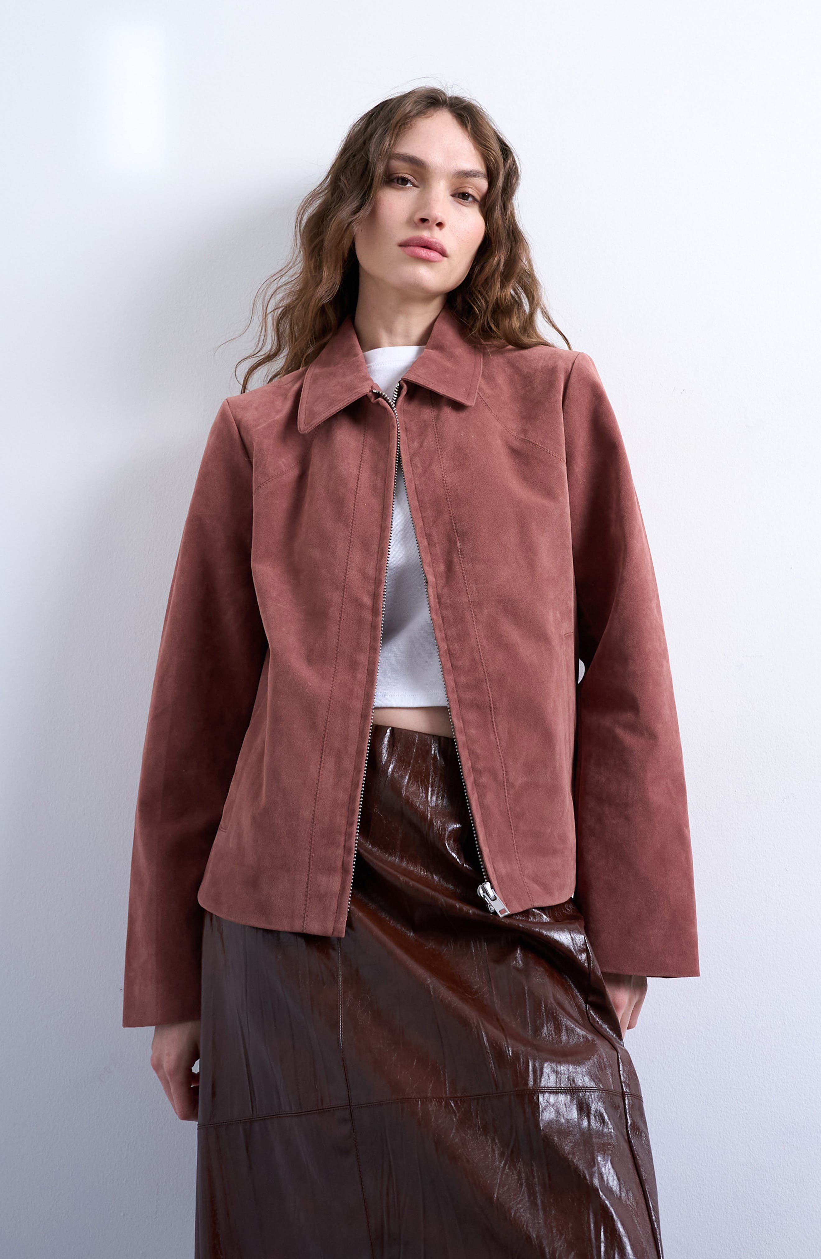 Topshop Faux Suede Shacket