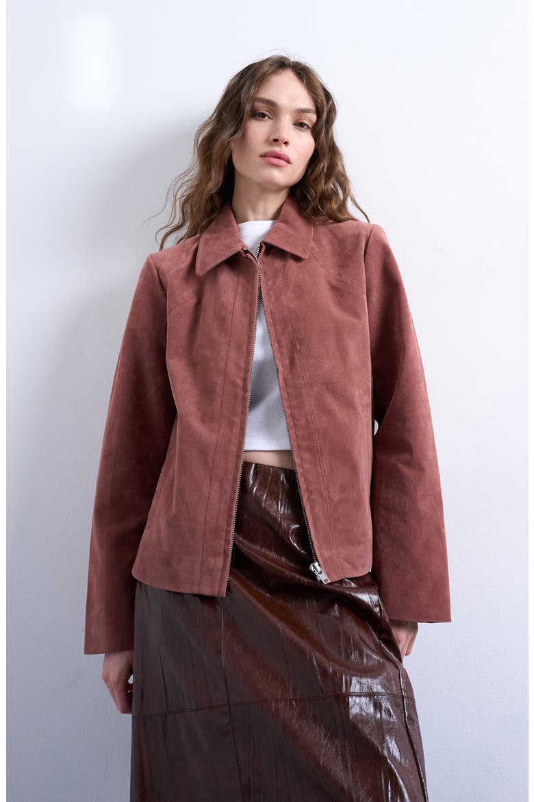 Faux Suede Shacket, Main, color, PINK