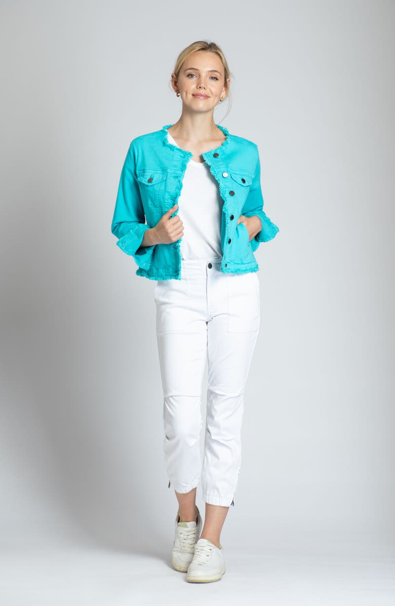 APNY Frayed Collarless Denim Jacket, Alternate, color, 