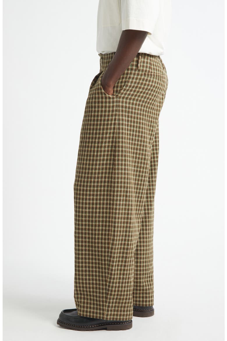 Pleated Wide Leg Trousers, Alternate, color, BROWN CHECK