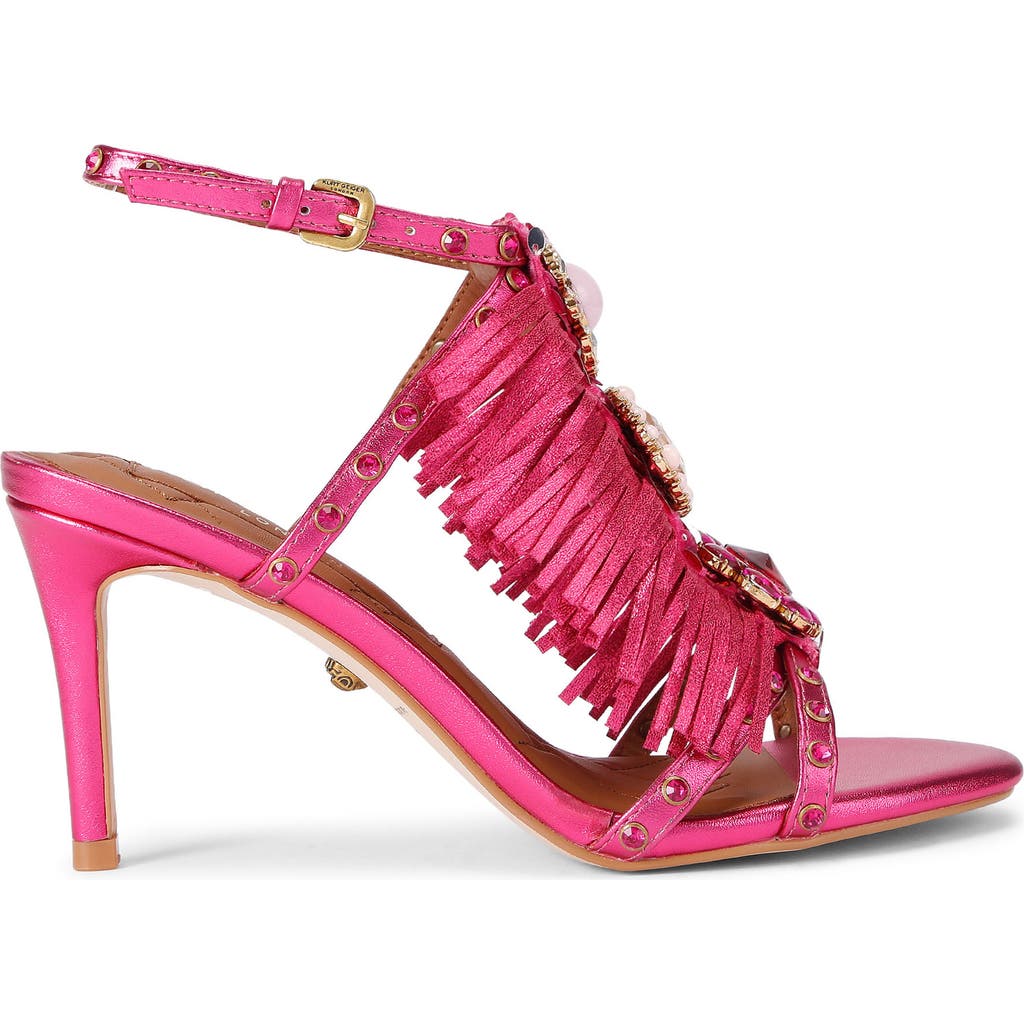 Kurt Geiger London Jewel Fringe Ankle Strap Sandal In Pink