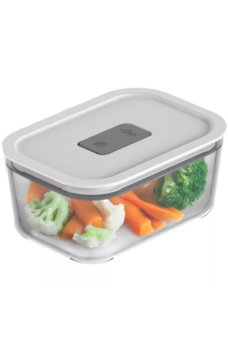 Stackable Airtight Glass Food Storage Container with Microwave Valve and Leak Proof Lid, Main, color, Clear with White Lid