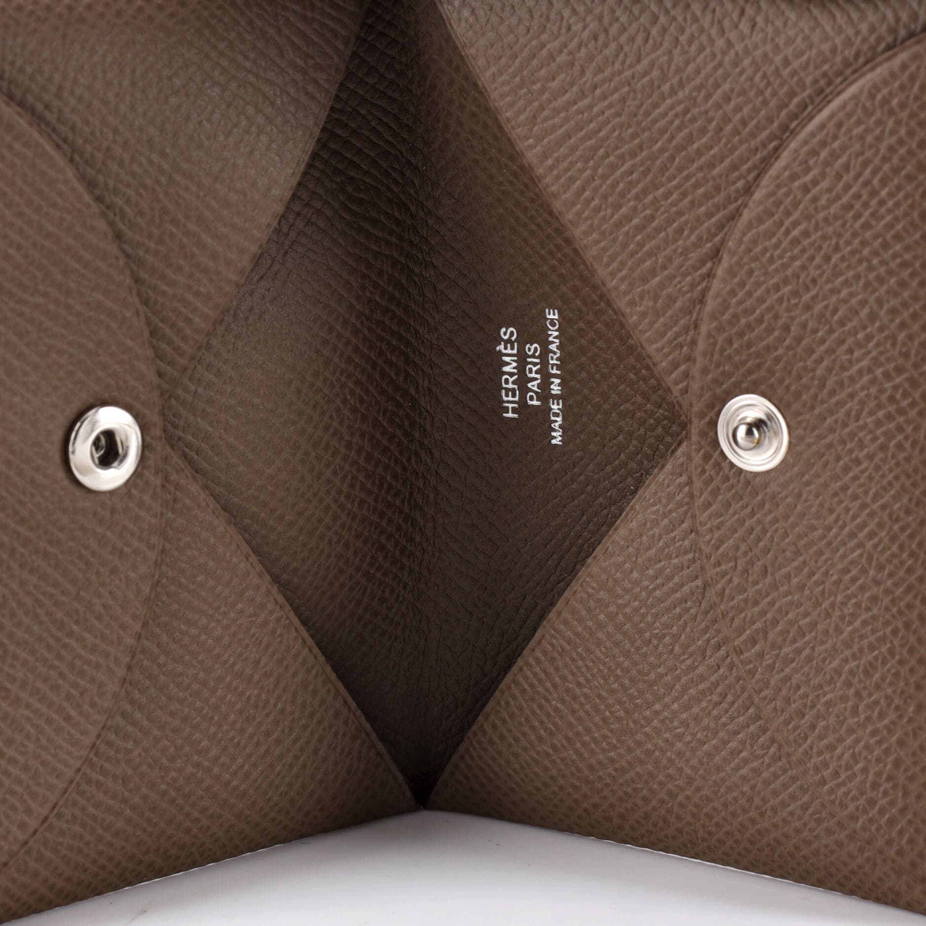 Pre-Owned Hermes Calvi Duo Card Holder Epsom, Alternate, color, Etoupe