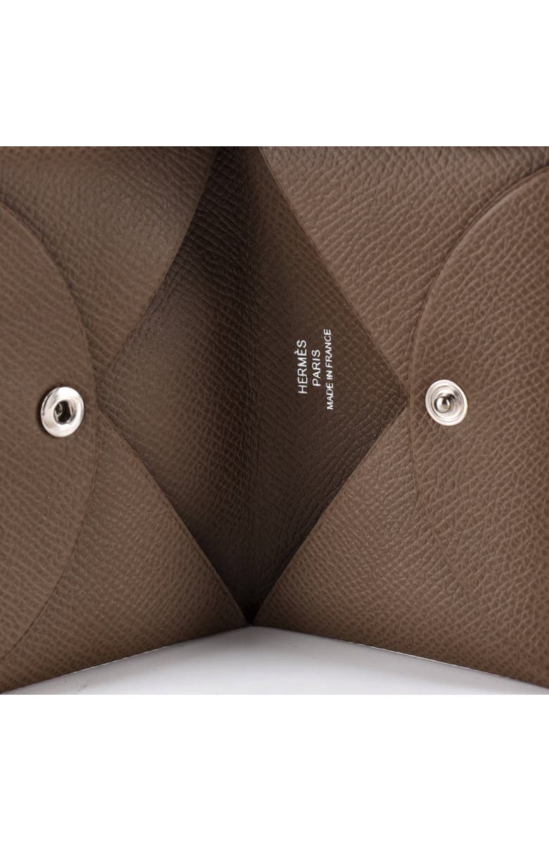 Pre-Owned Hermes Calvi Duo Card Holder Epsom, Alternate, color, Etoupe