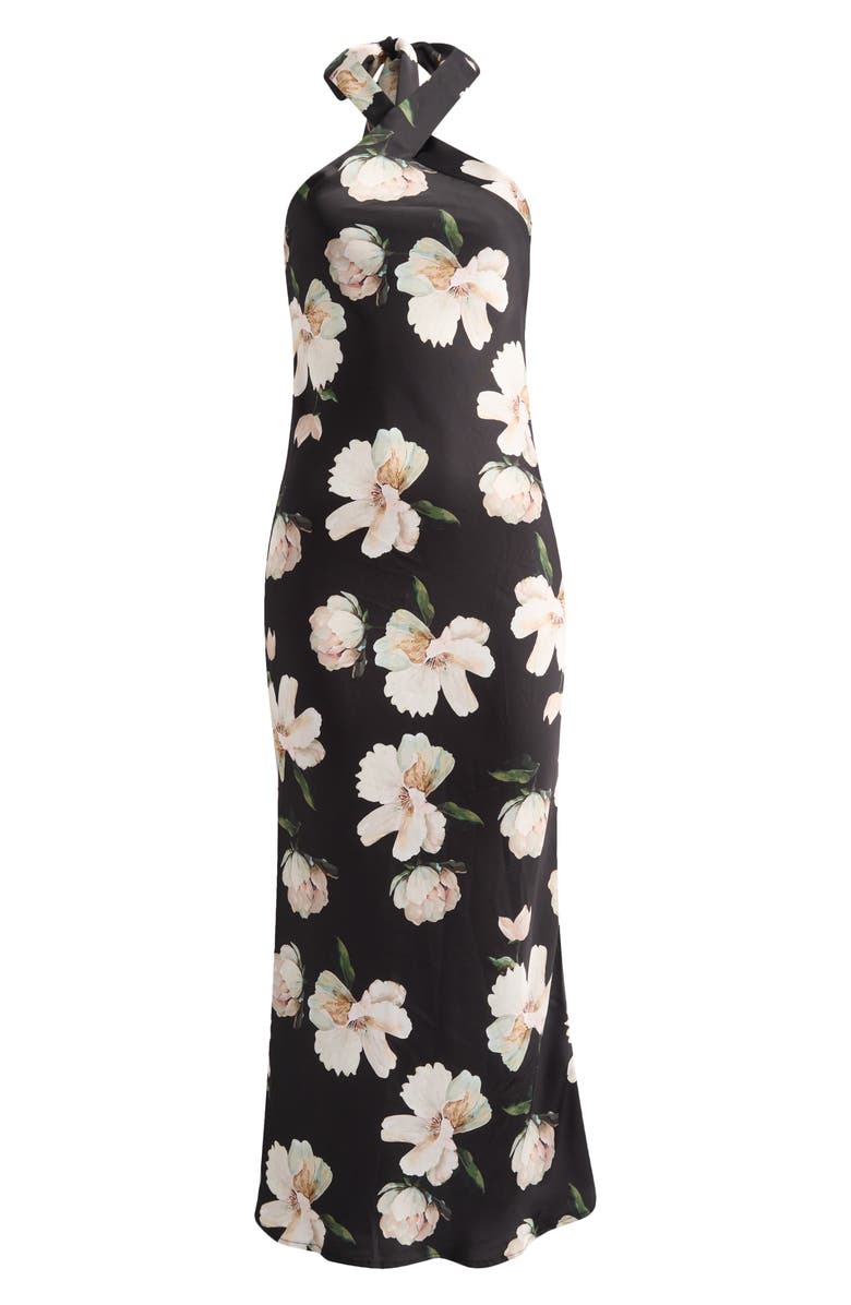 Petal & Pup Grasie Floral Print Halter Cocktail Dress, Alternate, color,