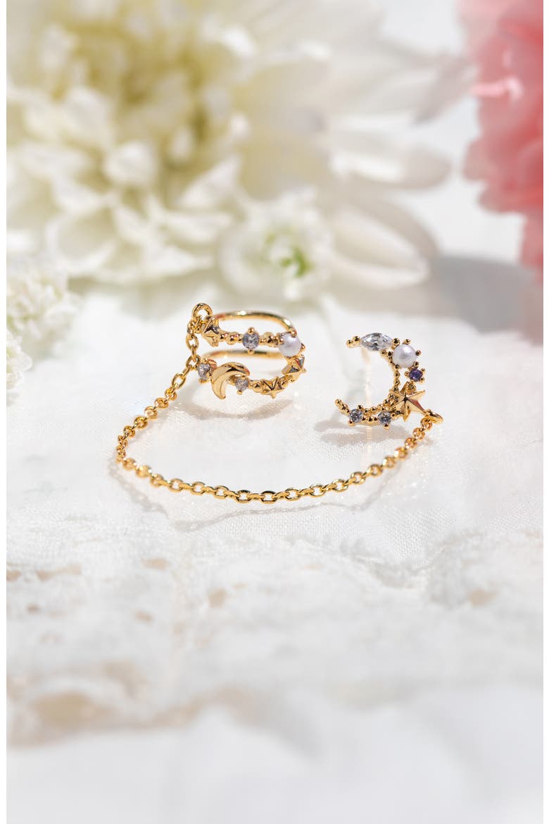 Cosmic Skies Cuff & Stud Earring, Alternate, color, GOLD