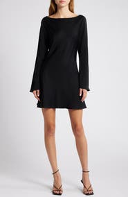 French Connection Ennis Long Sleeve Satin Minidress