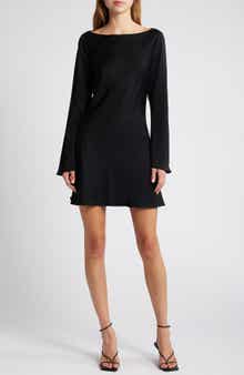 French Connection Ennis Long Sleeve Satin Minidress