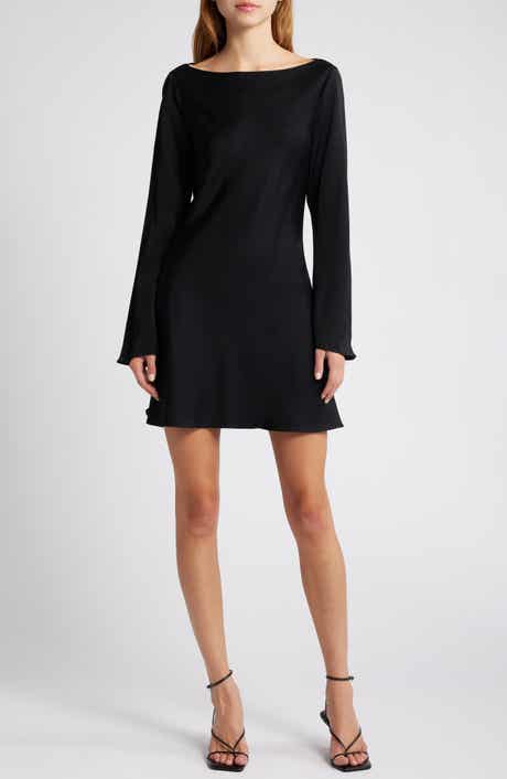 French Connection Ennis Long Sleeve Satin Minidress