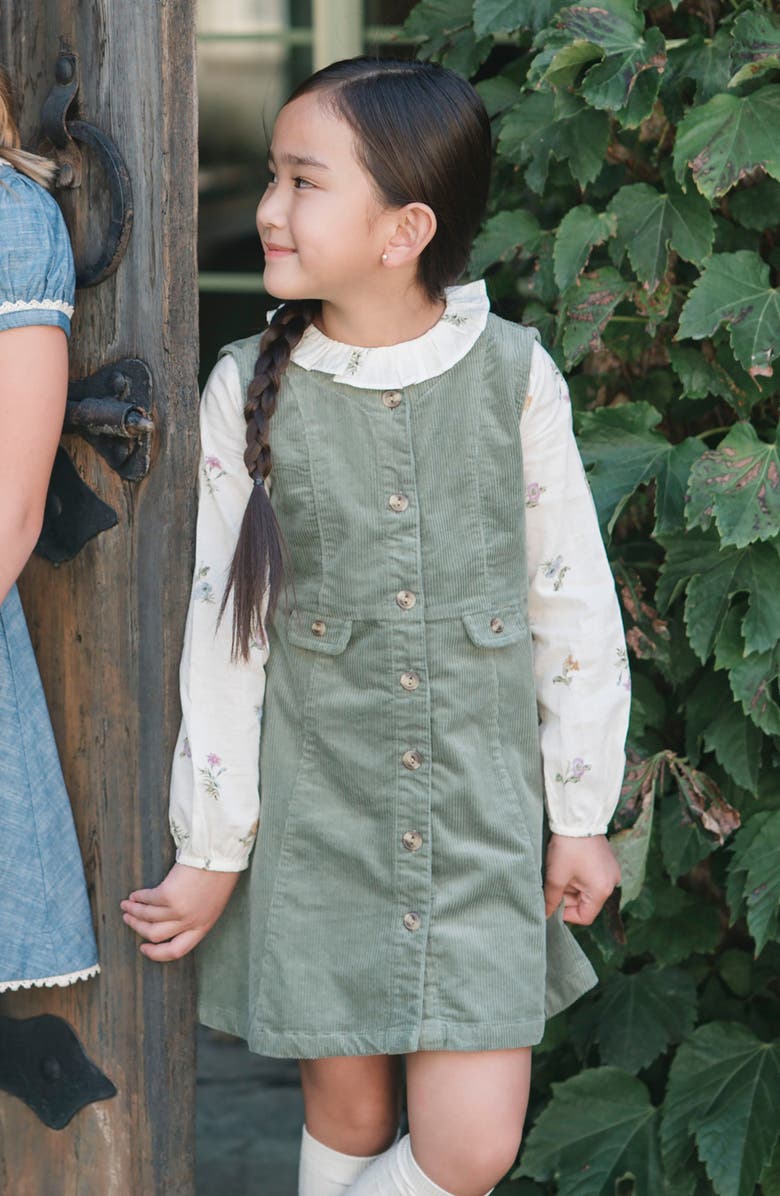 Hope & Henry Kids' Organic Corduroy Button Front Jumper, Alternate, color, Sage