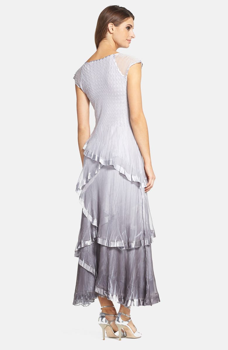 Black by Komarov Embellished Tiered Chiffon A-Line Dress, Alternate, color,