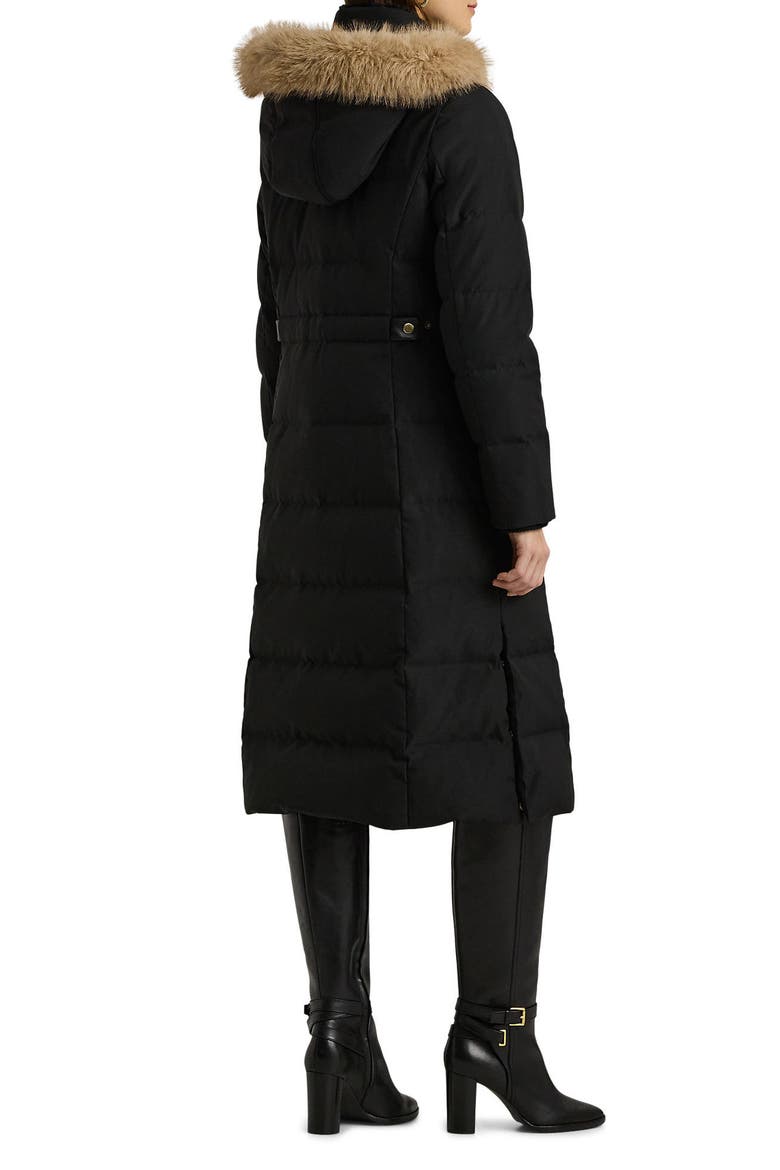 Heritage Down & Feather Fill Puffer with Faux Fur Trim Removable Hood, Alternate, color, BLACK