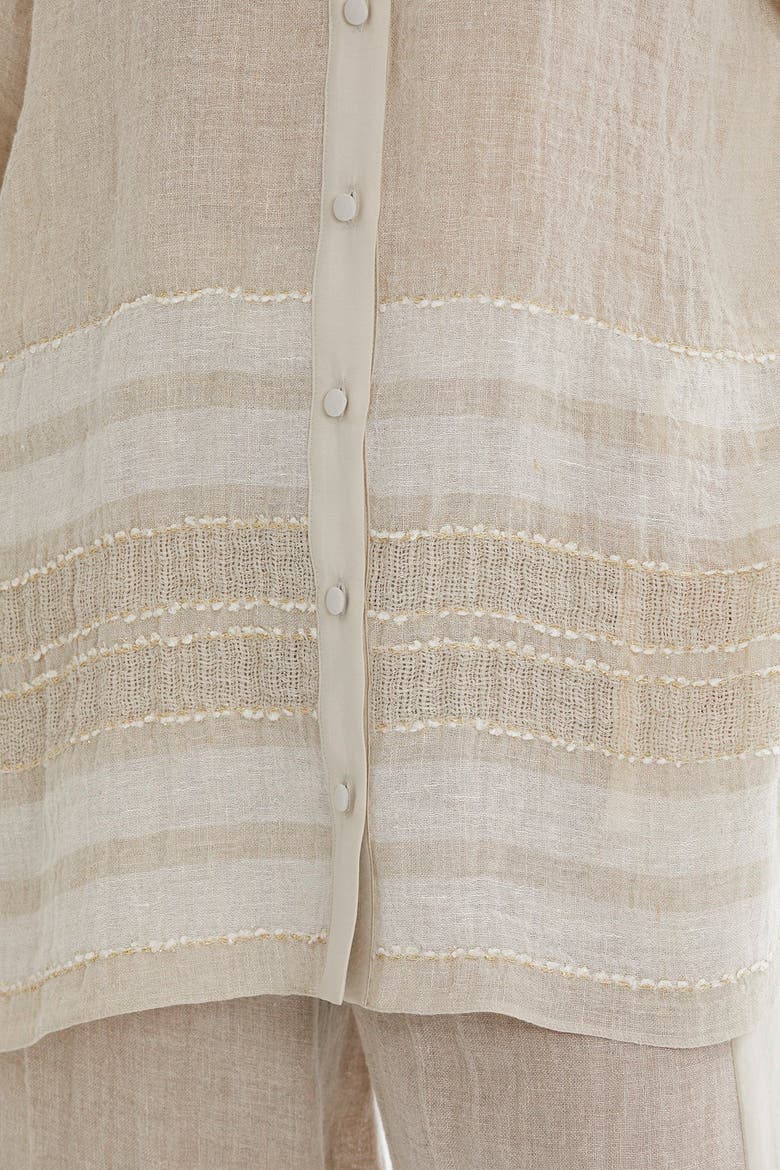 Beige Trim Detail Linen Shirt, Alternate, color, Beige