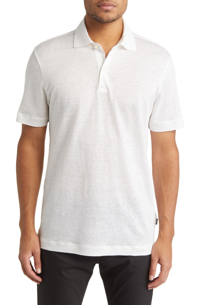 BOSS Press Heathered Linen Piqué Polo, Main, color, 