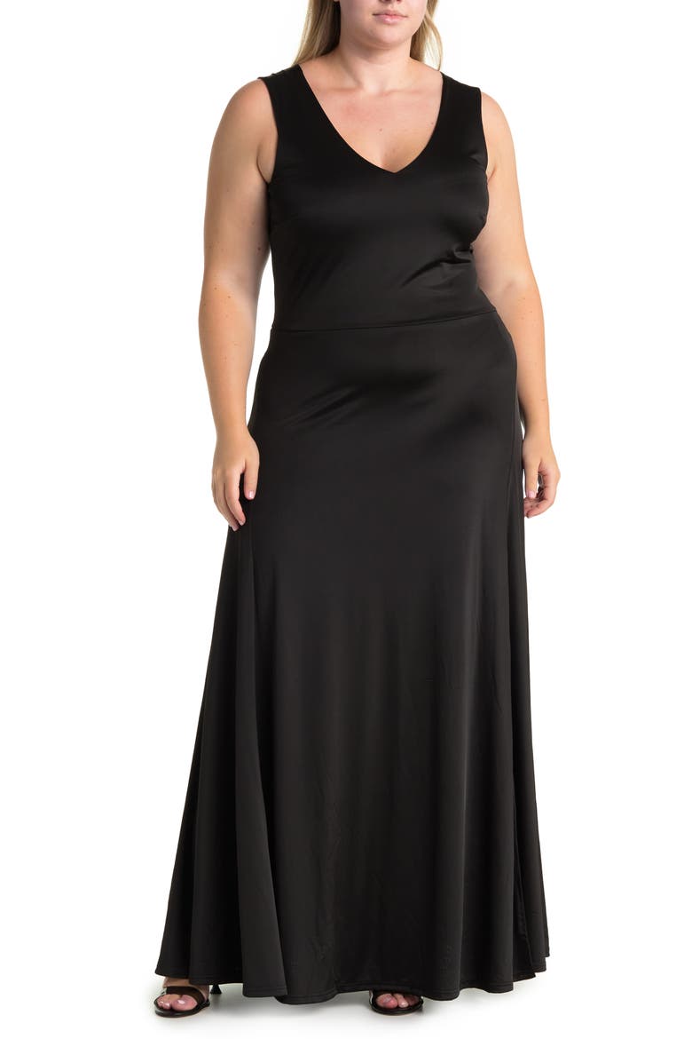 Geneva Sleeveless Slinky Maxi Dress, Main, color, BLACK