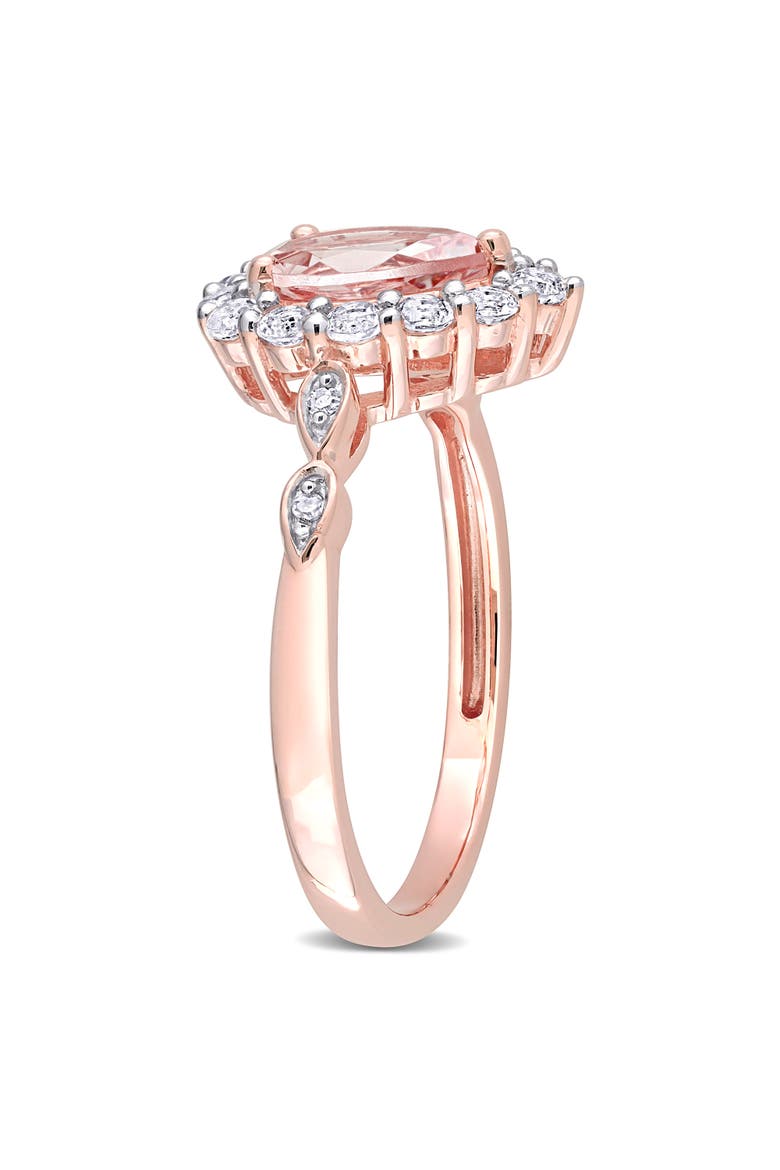 Morganite White Topaz Halo Ring 10k, Alternate, color, Morganite