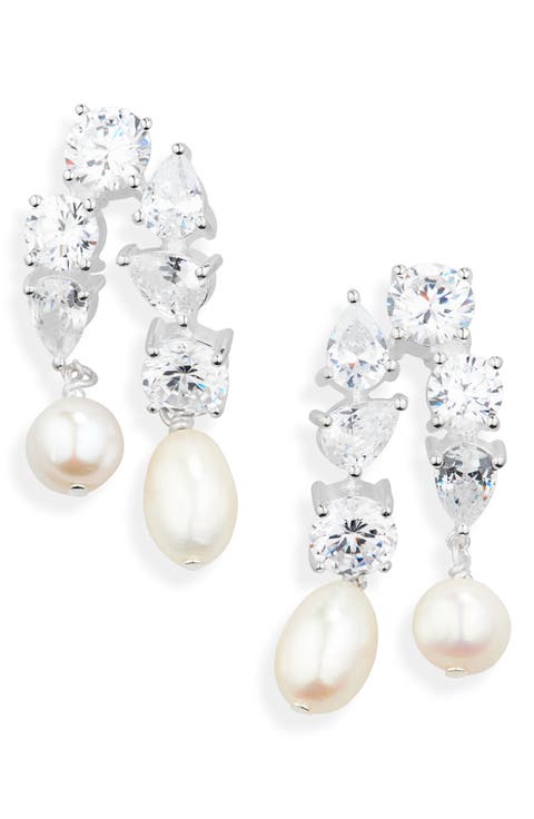 Glitch - Pearl and Zirconia Recycled Gold Vermeil Earrings