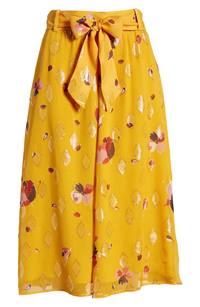 Sézane Arizona Floral & Metallic Silk Blend Skirt, Alternate, color, 