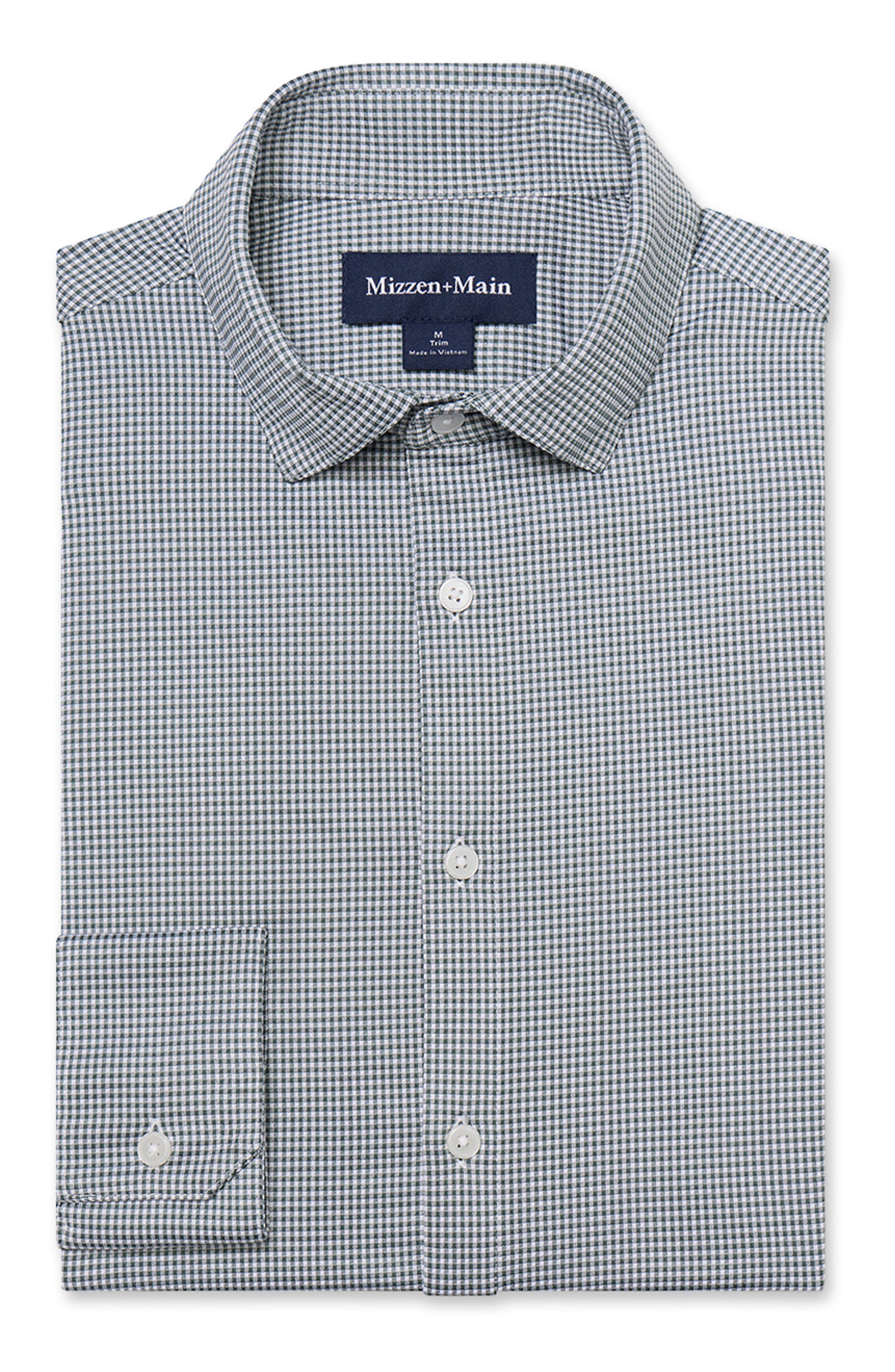 Mizzen+Main Halyard Trim Fit Gingham Check Performance Button-Up Shirt ...