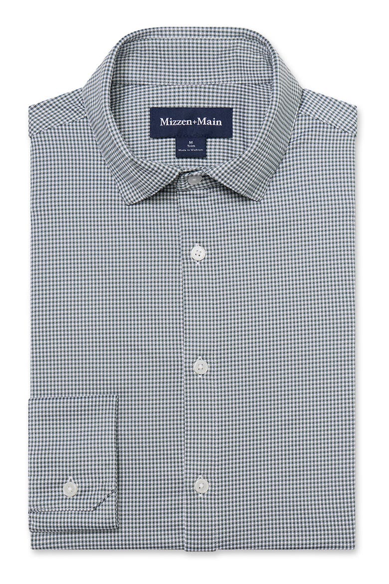 Halyard Trim Fit Gingham Check Performance Button-Up Shirt, Alternate, color, HEMLOCK PETER GINGHAM TRIM