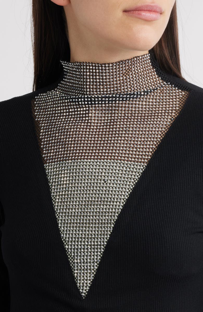 NIKKI LUND Gillian Rhinestone Rib Top, Alternate, color, Black