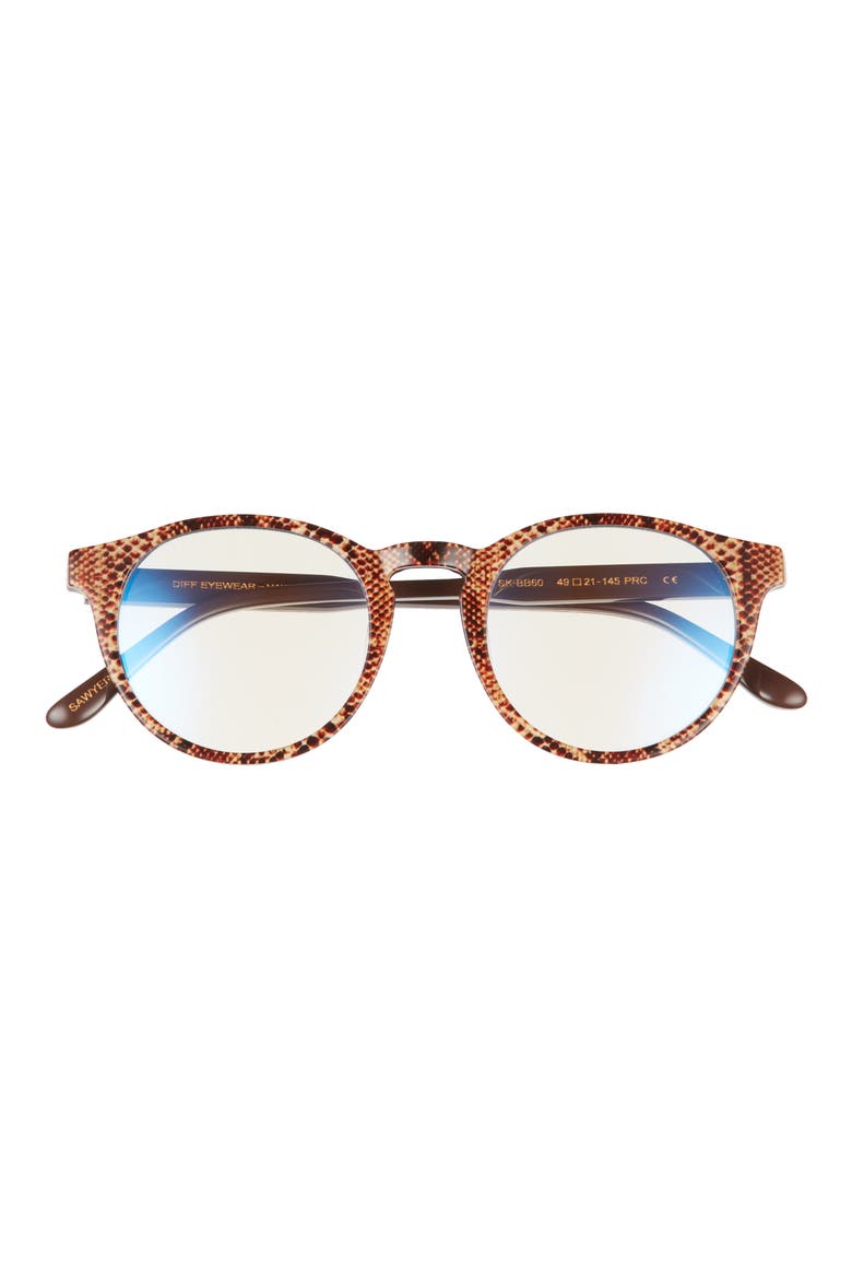 Sawyer 48mm Round Blue Light Blocking Glasses, Main, color, SNAKE SKIN