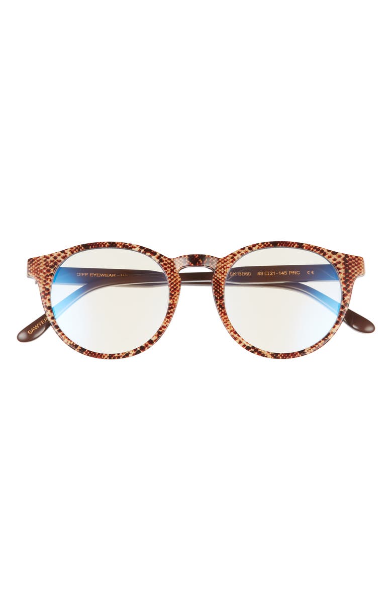 DIFF Sawyer 48mm Round Blue Light Blocking Glasses, Main, color, 