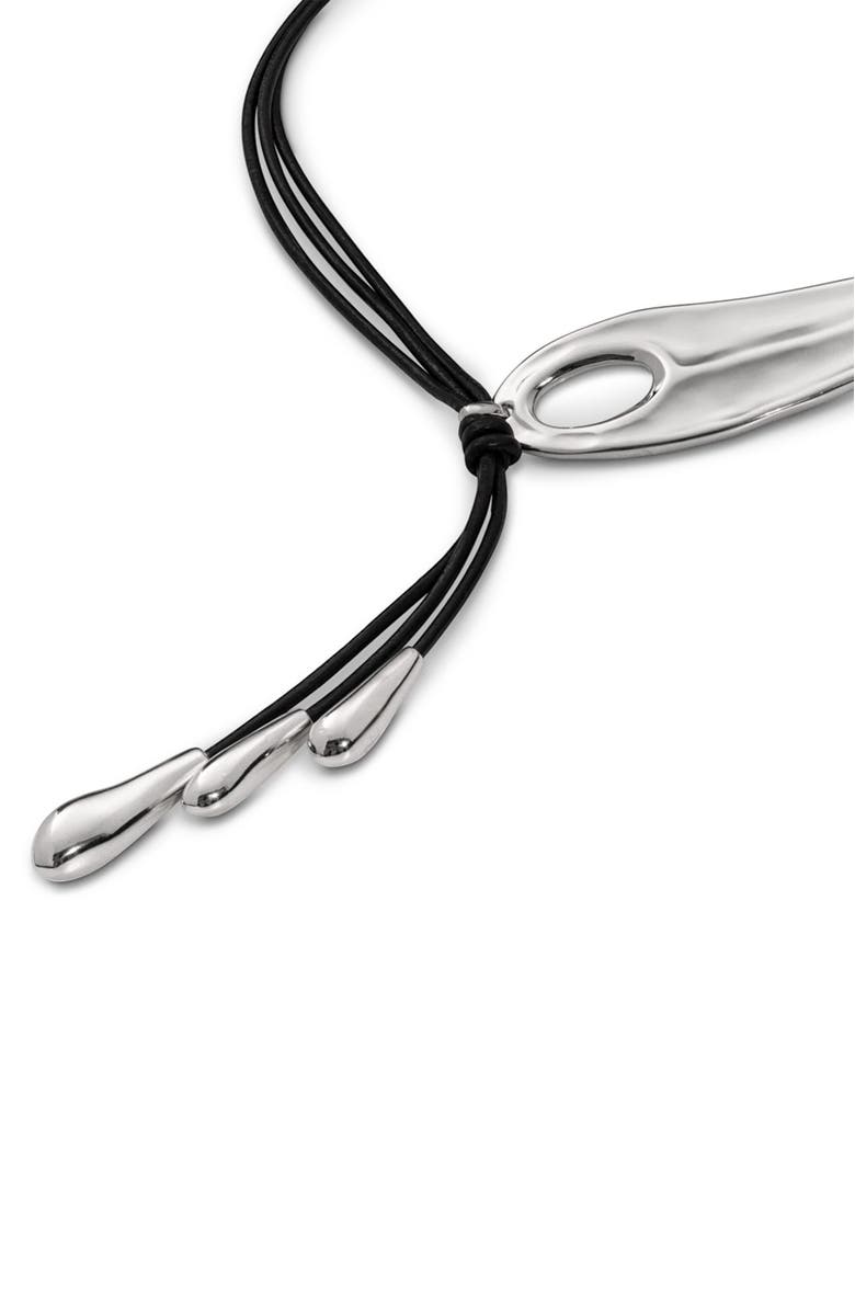 UNODE50 Fringed Leather Whip Necklace, Alternate, color, Silver